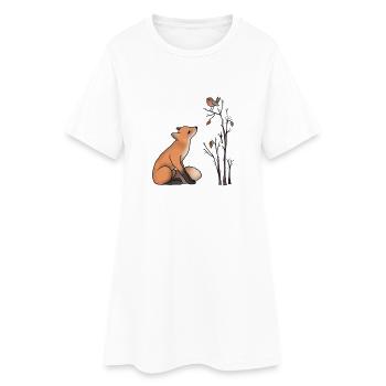 Renard et robin - Robe T-shirt Femme - blanc - Devant