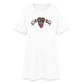 funny monkey lalala symbol illustration tongue - Women’s T-Shirt Dress - white - Front