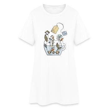 Tasse de thé Hygge avec des fleurs - Robe T-shirt Femme - blanc - Devant