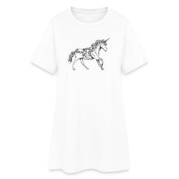 Dessin d'une licorne à la décoration fantaisiste - Robe T-shirt Femme - blanc - Devant