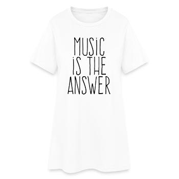 Music Is The Answer | Minimalist Hand-Drawn  - Women’s T-Shirt Dress - white - Front