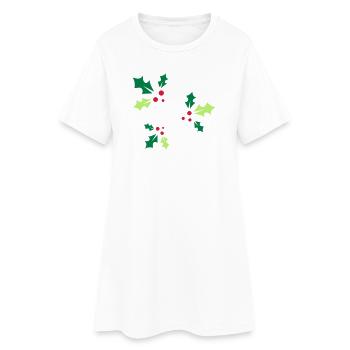 trois branches de palmiers à piqûres avec trois baies rouges - Robe T-shirt Femme - blanc - Devant