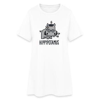 Hippypotamus - Frauen T-Shirt-Kleid - Weiß - Vorne