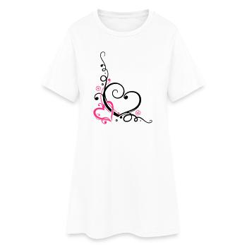 Deux coeurs avec des fleurs - Robe T-shirt Femme - blanc - Devant