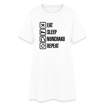 Eat Sleep Nunchaku Repeat - Women’s T-Shirt Dress - white - Front