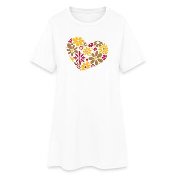 Grand coeur, flowerpower, coloré - Robe T-shirt Femme - blanc - Devant