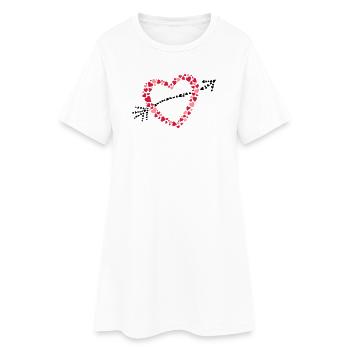 Grand coeur avec une flèche de nombreux cœurs. - Robe T-shirt Femme - blanc - Devant
