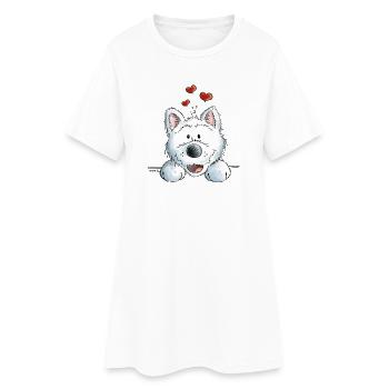 Verliebter Westie - Hund - Herz - Tier - Dog - Frauen T-Shirt-Kleid - Weiß - Vorne