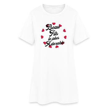 Stieftochter / Schwiegersohn / Sohn / Tochter - Frauen T-Shirt-Kleid - Weiß - Vorne