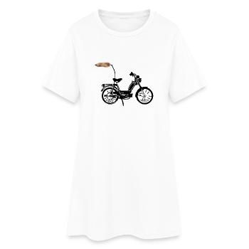 Bandes accentuées en fourrure - Robe T-shirt Femme - blanc - Devant