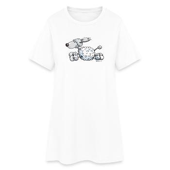 Pudel gibt Gas - Frauen T-Shirt-Kleid - Weiß - Vorne