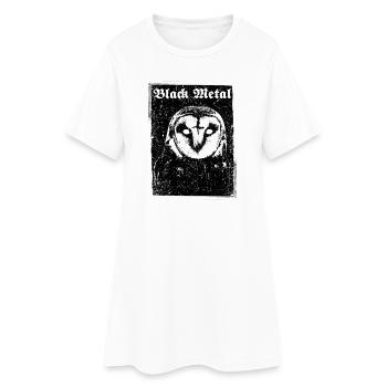Hibou en métal noir - Robe T-shirt Femme - blanc - Devant