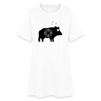 Wildschwein mit Angstschweiß und Fadenkreuz - Frauen T-Shirt-Kleid - Weiß - Vorne