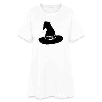 Hexenhut / schwarz-weiß / einfärbbar - Frauen T-Shirt-Kleid - Weiß - Vorne