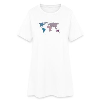 Weltkarte Reisen - Frauen T-Shirt-Kleid - Weiß - Vorne