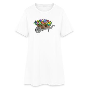 Fleurs Printemps - Robe T-shirt Femme - blanc - Devant