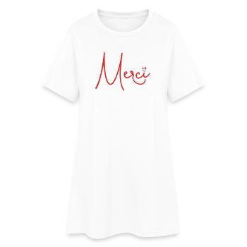 Merci avec Rouge Cœur – Merci Design - Robe T-shirt Femme - blanc - Devant