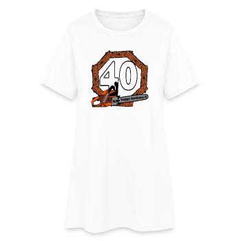 40e anniversaire,Tronçonneuse,Bois de chauffage,40 ans (25) - Robe T-shirt Femme - blanc - Devant