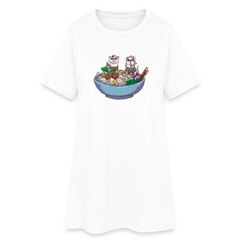 Furet dans l’illustration de la soupe de nouilles - Robe T-shirt Femme - blanc - Devant