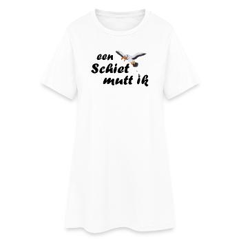 een Schiet mutt ik - plattdeutsch Spruch - Frauen T-Shirt-Kleid - Weiß - Vorne