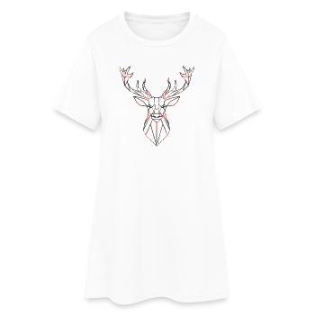 Geometrischer Hirsch mit roten Akzenten - Frauen T-Shirt-Kleid - Weiß - Vorne