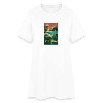 Conception de plage vintage Vietnam - Robe T-shirt Femme - blanc - Devant