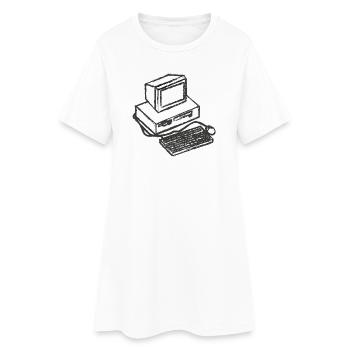 T-Shirt PC Computer Vintage Computer Geschenkidee - Frauen T-Shirt-Kleid - Weiß - Vorne