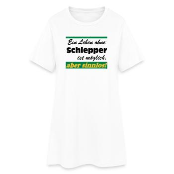 Traktor , Trecker , Schlepper Leben sinnlos .(25) - Frauen T-Shirt-Kleid - Weiß - Vorne