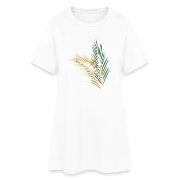une feuille de palme verte et une feuille de palme d’or - Robe T-shirt Femme - blanc - Devant