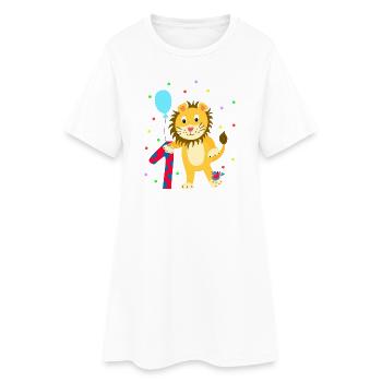 Premier anniversaire 1er année lion doux cadeau - Robe T-shirt Femme - blanc - Devant
