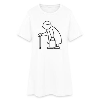 Vieille dame avec sac à provisions - Robe T-shirt Femme - blanc - Devant
