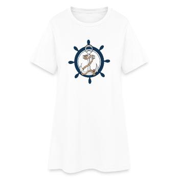Anker mit Steuerrad hard Backbord - Frauen T-Shirt-Kleid - Weiß - Vorne