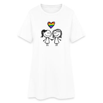 Lesbienne amour mariage couple fierté tolérance égalité - Robe T-shirt Femme - blanc - Devant