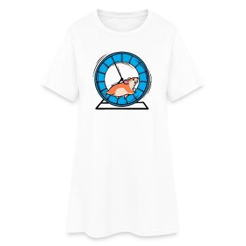 Hamster roue en cours d'exécution sprint jogging entraînement drôle - Robe T-shirt Femme - blanc - Devant