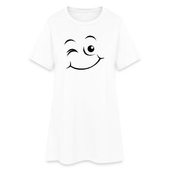Visage heureux Émoticône - Robe T-shirt Femme - blanc - Devant