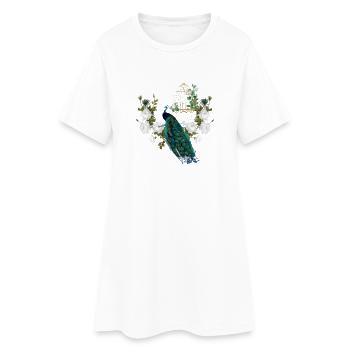Wunderbarer Pfau, Weinlese - Frauen T-Shirt-Kleid - Weiß - Vorne