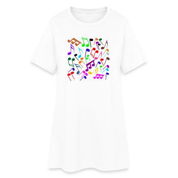 Noten in farbiger Fassung - Frauen T-Shirt-Kleid - Weiß - Vorne