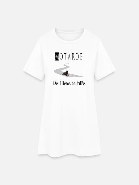 Motarde de Mère en Fille Moto - Robe T-shirt Femme - blanc