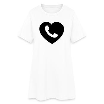 Cœur ou cœur avec téléphone ombre coupée - Robe T-shirt Femme - blanc - Devant