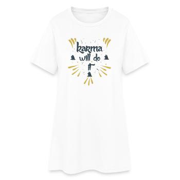 karma will do it kontiki - Frauen T-Shirt-Kleid - Weiß - Vorne