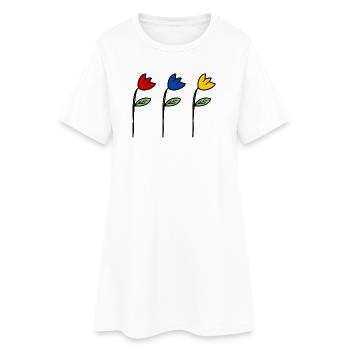 FLEUR. - FLOWER. NATUR. - ÖKOLOGIE. - GLÜCK. ZEN. ZEN. ANN - Frauen T-Shirt-Kleid - Weiß - Vorne