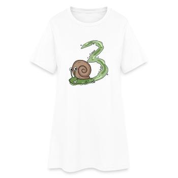 3rd birthday snail - 3 year old gift - Women’s T-Shirt Dress - white - Front