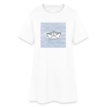 Navire en papier - Robe T-shirt Femme - blanc - Devant