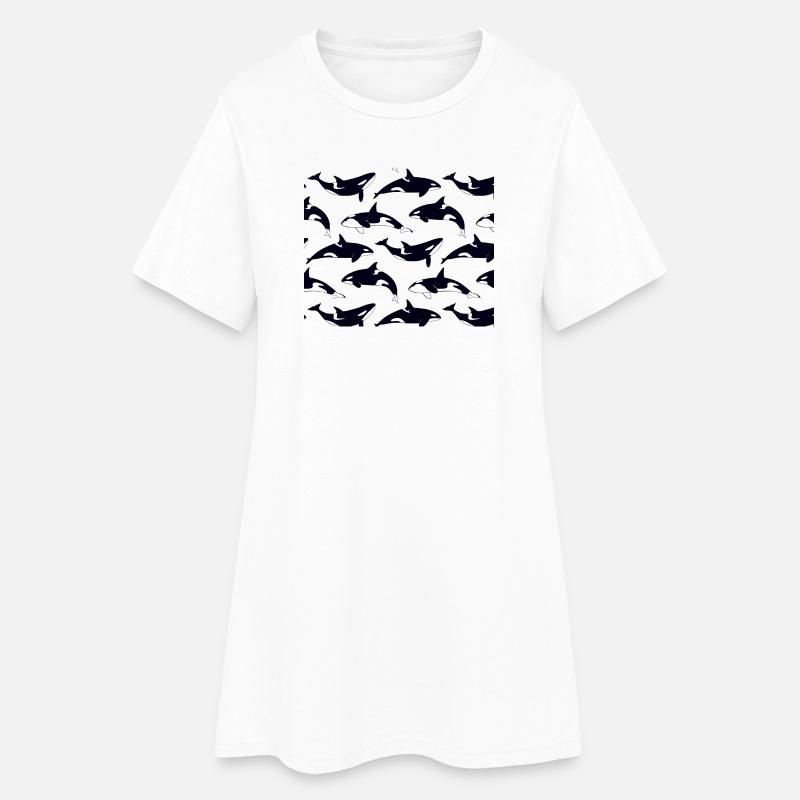 Black and white orca pattern pattern - Women’s T-Shirt Dress - white