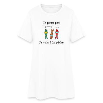 JE PEUX PAS. PÊCHE. PÊCHEUR. RETRAITE. SARDINE - Robe T-shirt Femme - blanc - Devant