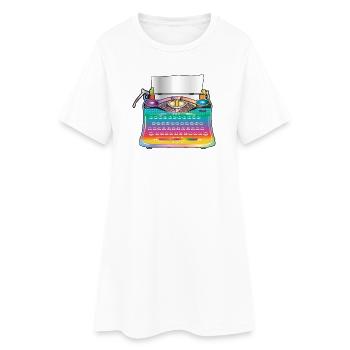 kunterbunte antike Schreibmaschine für Retro Fans - Frauen T-Shirt-Kleid - Weiß - Vorne