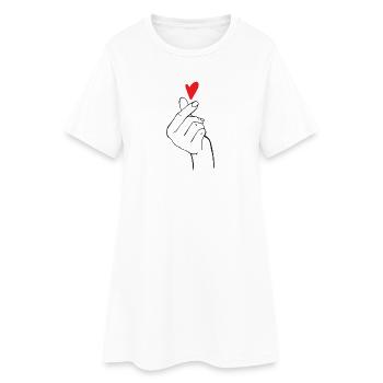 Cœur de doigt K-Pop - Robe T-shirt Femme - blanc - Devant
