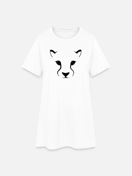 Raubkatzenblick – Eleganz mit Biss - Frauen T-Shirt-Kleid - Weiß