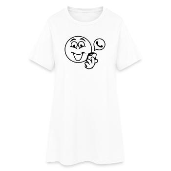 Stick tête avec un téléphone et texte pop-up berich - Robe T-shirt Femme - blanc - Devant