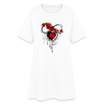 Gouttes de graffiti en forme de cœur de rose - Robe T-shirt Femme - blanc - Devant